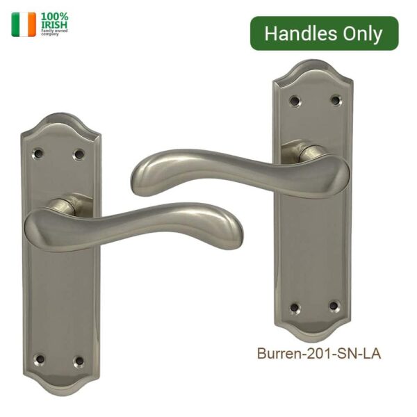 Burren Premium Quality Zinc Door Handle on Plate Satin Nickel (Pair)