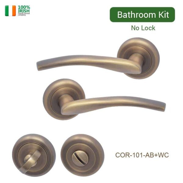 Cobh Antique Premium Quality Zinc Brass Door Handle on Rosette with Thumb Turn Set