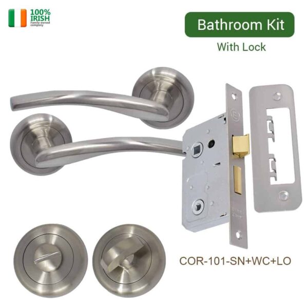 Cobh Premium Quality Door Handle,Thumb Turn and Lock Set Satin Nickel