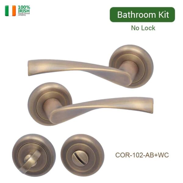 Clara Antique Brass Premium Quality Zinc Door Handle on Rosette with Thumb Turn Set