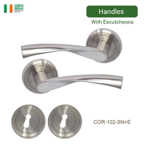 Clara Premium Quality Zinc Door Handle and Escutcheon Set Satin Nickel