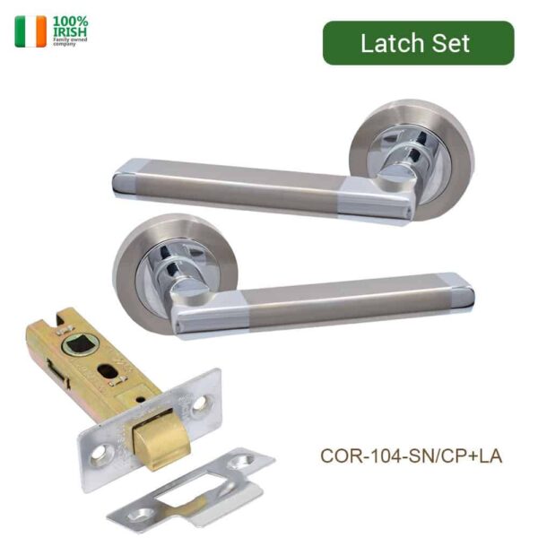 Boyne Premium Quality Zinc Door Handle and Latch Set Satin Nickel Chrome