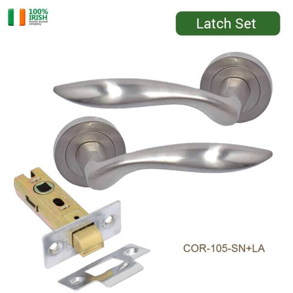 Arklow Premium Quality Zinc Door Handle and Latch Set Satin Nickel