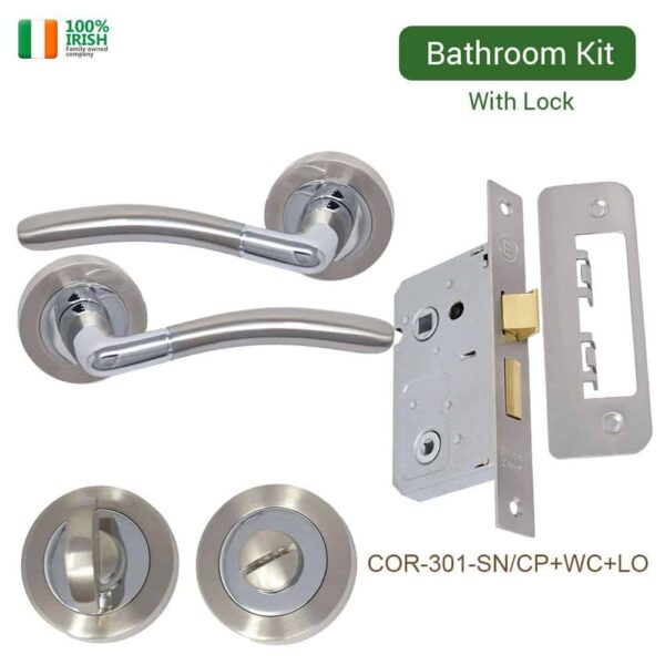 Cabra Premium Quality Zinc Door Handle, Thumb Turn and Lock Set Satin Nickel Chrome
