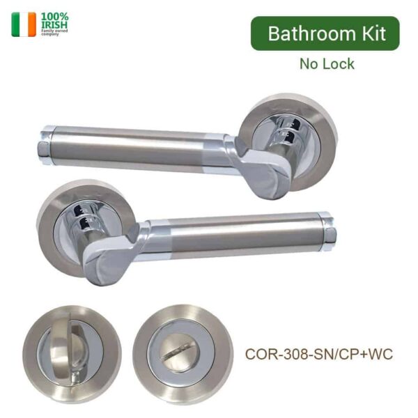 Avoca Premium Quality Zinc Door Handle and Thumb Turn Set Satin Nickel Chrome