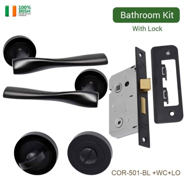 Skellig Premium Quality Door Handle,Thumb Turn and Lock Set Matt Black