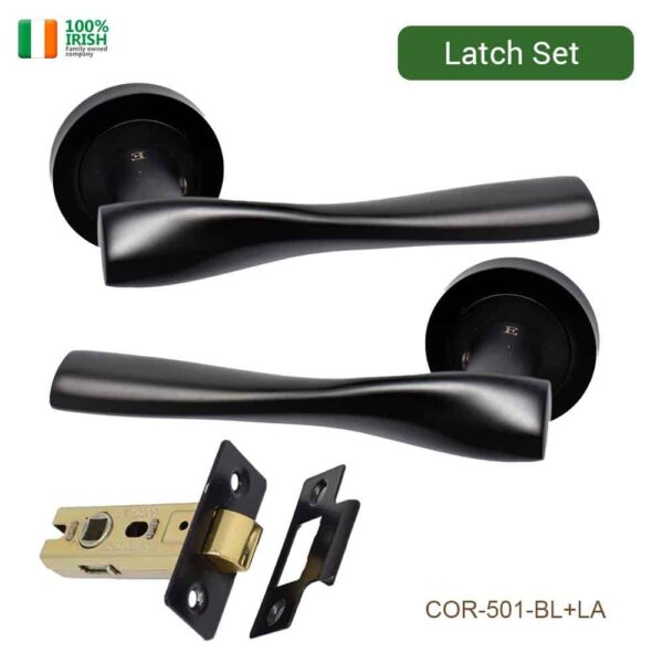Skellig Premium Quality Door Handle and Latch Set Matt Black