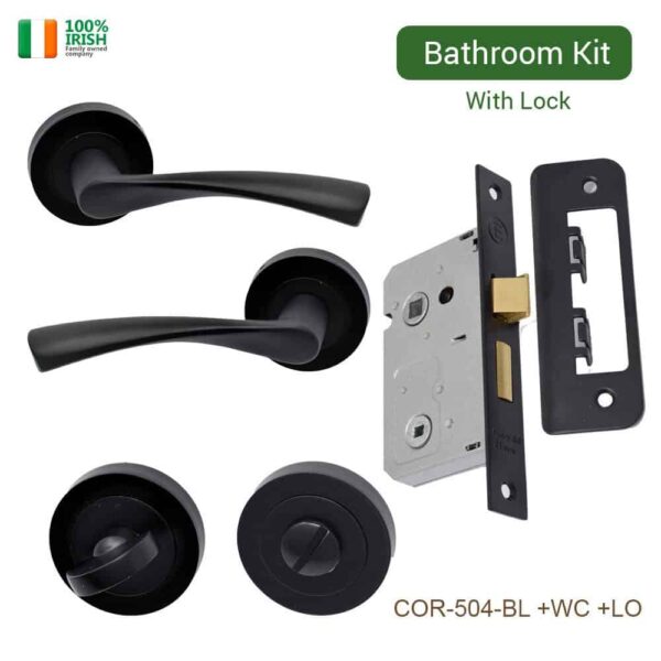 Clara Premium Zinc Door Handle,Thumb Turn and Lock Set Matt Black