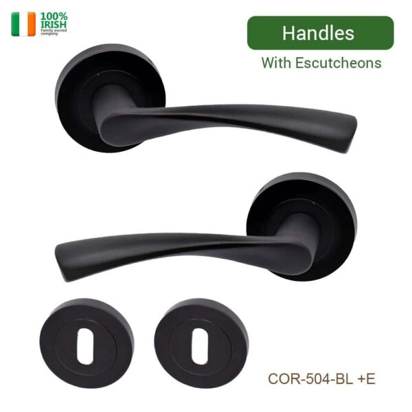 Clara Premium Zinc Door Handle and Escutcheon Set Matt Black