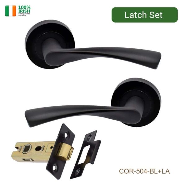 Clara Premium Zinc Door Handle and Latch Set Matt Black